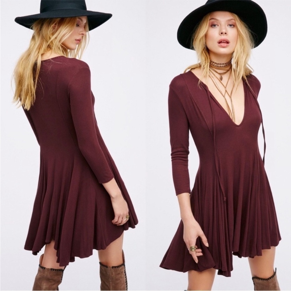 Free People Beach | Burgundy Picnic Mini Dress XS B10